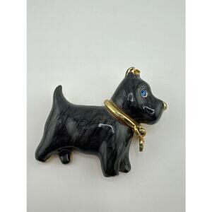 Vintage Scottish Terrier Black Enamel Brooch signed AAI